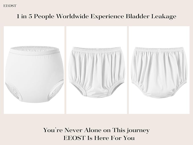 Adult Diaper Cover for Incontinence Noiseless Leak-Protection Underwear Plastic Pants Over Diapers Waterproof Rubber Pants (White, Large)
