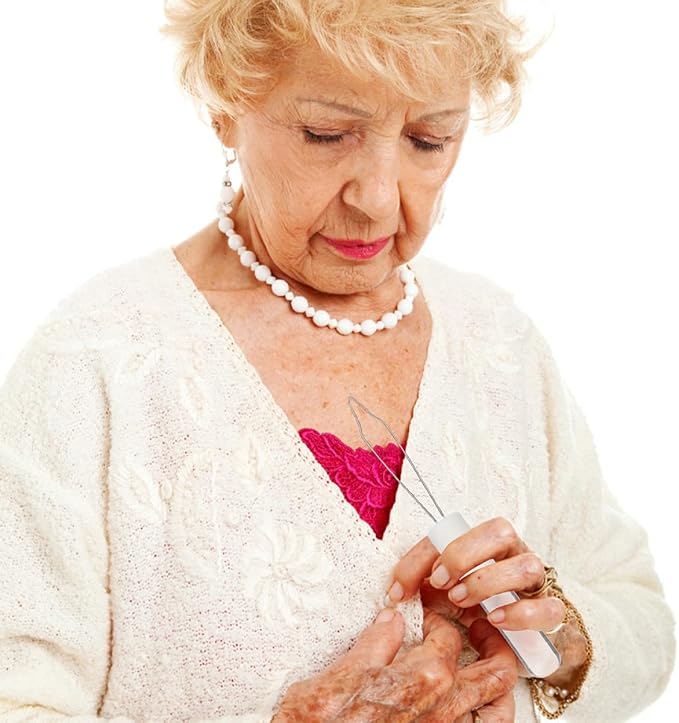 Mobestech Button Hook and Zipper Puller 2pcs Set, Manual Button Assist Device with Fixed Hook for Clothes Wearing, Dressing Aid Tool Suitable for Elderly and Arthritis Patients
