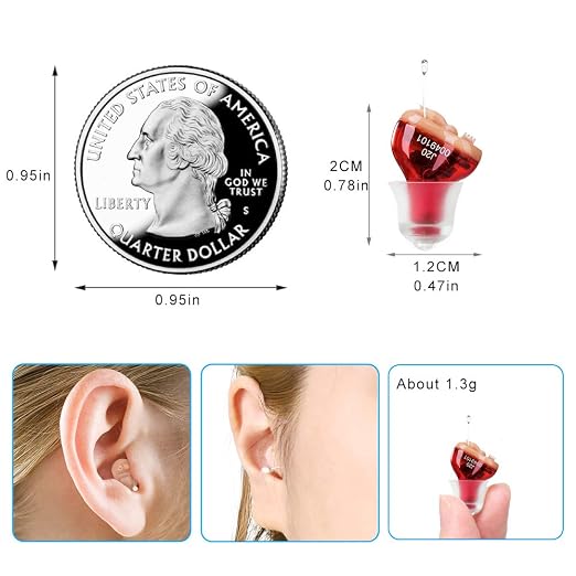 Hearing Aids for Seniors Adults Noise-Cancelling | Hearing Amplifier, Mini Sound Amplifier, Ear Sound Enhancer, Noise Reduction(Red, Right)