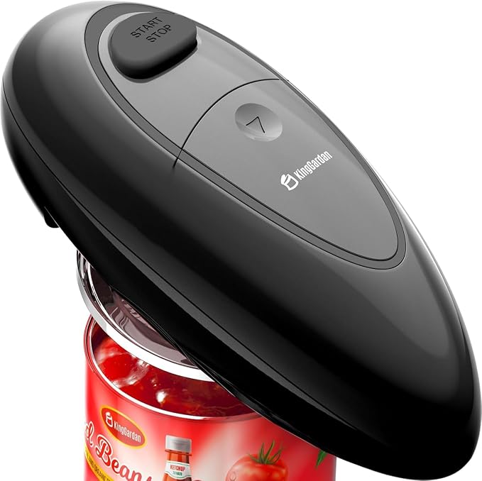 Electric Can Opener, A Touch Automatic Hands Free Can Opener with Smooth Edge, Battery Operated, Safe & Easy for Seniors with Arthritis, Kitchen, Left-Handed & Weak Hands (Black)