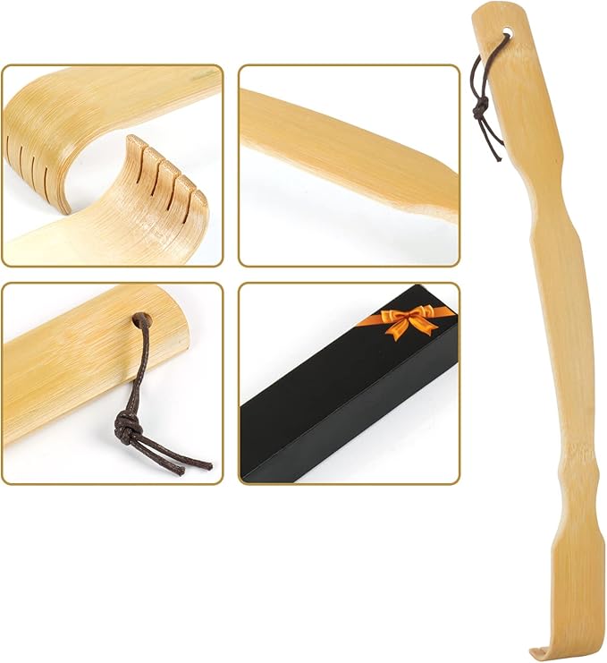 WARMLIFE Back Scratcher, 2 Pack Back Scratcher for Men & Women, 17 Inch Curved Long Handle Bamboo Backscratchers for Adults, Ideal Gifts for Mom and Dad