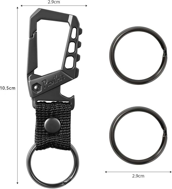 Metal heavy duty key chain carabiner clip bottle opener wrist lanyard ring car key fob unisex for men and women