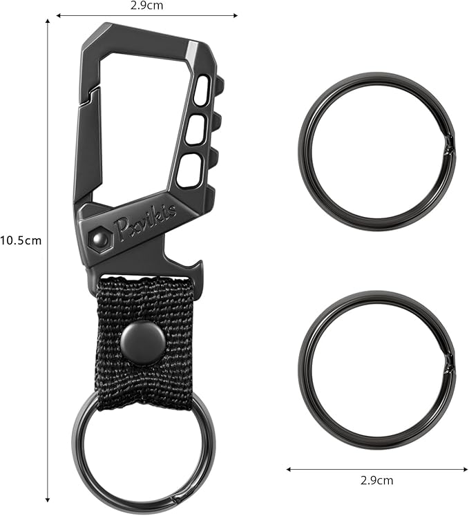 Metal heavy duty key chain carabiner clip bottle opener wrist lanyard ring car key fob unisex for men and women
