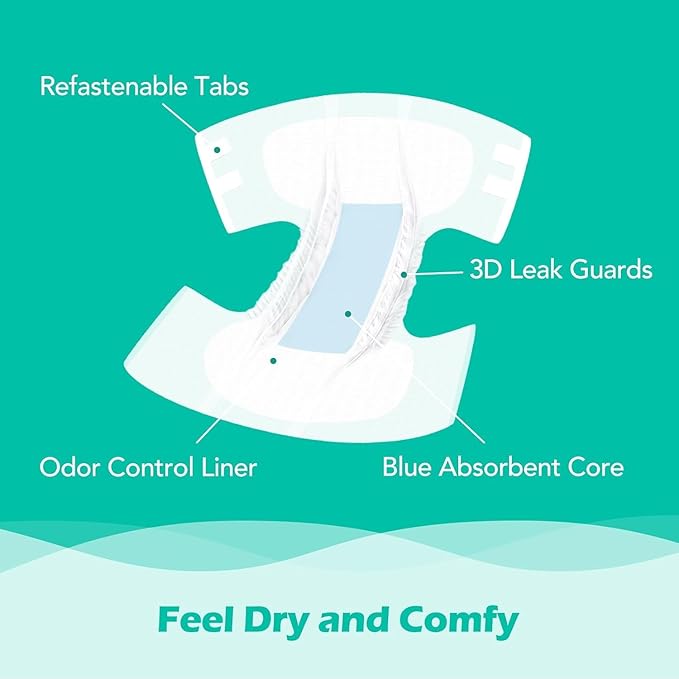 SUNKISS TrustPlus Adult Diapers with Maximum Absorbency, Disposable Incontinence Briefs with Tabs for Men and Women, Large, 60 Count (4 Packs of 15)