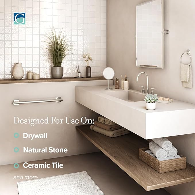 Gatco 958 Elevate, Grab Bar, 42”, Satin Nickel/ADA Compliant Safety Grab Bar for Bathroom
