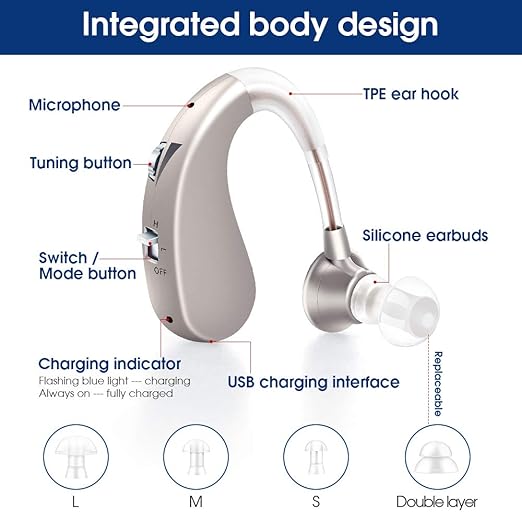 Britzgo Hearing Aids with Noise Cancelling,Rechargeable Sound Amplilfier,Upgraded Digital Chip(2 pieces)
