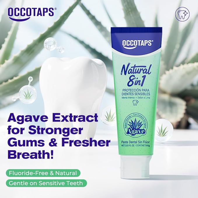 Agave Sensitive Toothpaste, Fluoride-Free Natural Whitening Toothpaste for Sensitive Teeth, Gentle Gum Care, Helps Remove Stains, Fresh Mint Herbal Formula, 2 Pk US Manufactured