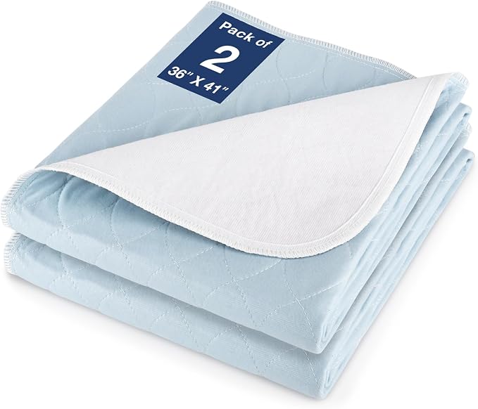 2 Packs Reusable Incontinence Bed Pad, 41" x 36" Inch Washable Pee Pads, Waterproof Bed Pad & Pet Pad, Perfect for Adults, The Elderly and Pets