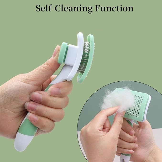 Self-Cleaning Slicker Dog Brush for Large Long-Haired Breeds | One-Click Hair Removal , Ergonomic Grip , Pet Grooming Tool