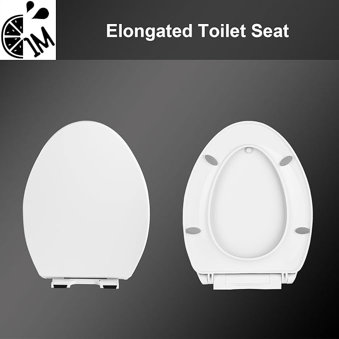 1M Family Toilet Seat, Patented Slow Close & Quick Releasing Technology, Anti-Wiggling, Easy to Install and Clean, Standard Elongated with Adult Seat Only (2 Pieces)