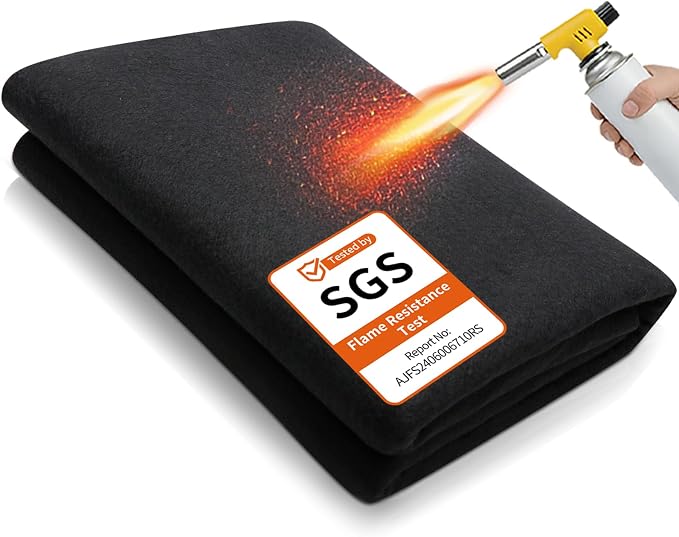 kaidun 40'' x 40'' Large Welding Blanket Fireproof, Up to 3000°F, 1/5"(5mm) | Emergency Fire Blanket, High Temp, Spark & Slag Guard, Carbon Felt, for Automotive Repair/Soldering/Grill/Smoker/Firepit