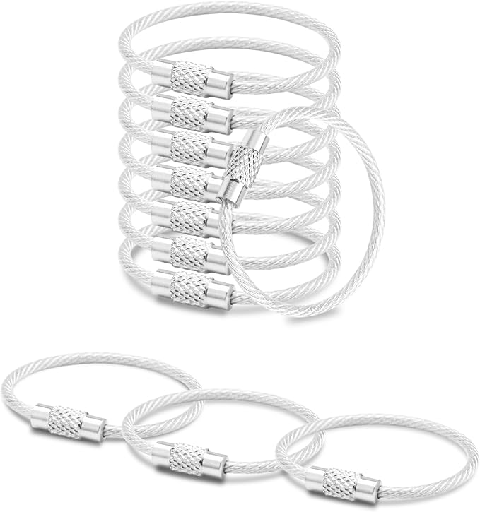 CooBigo Small Keychain Key Ring Holder 25 Pack of 4 Inch Travel Luggage Tag Loops Wire Cable Key Chain for Hanging Car Keys Dog Tag Rings Keeper (THICK: 2mm, Silver)