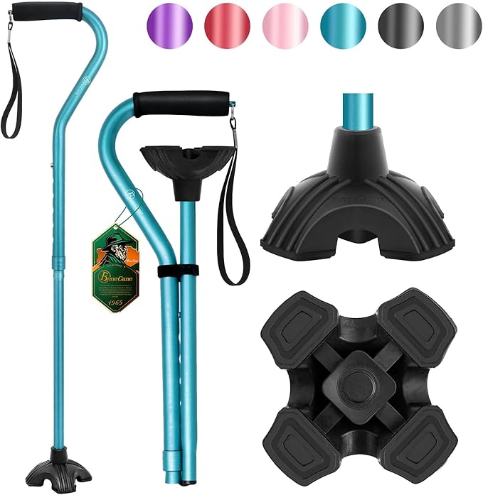 BeneCane Walking Cane Adjustable Cane with Offset Soft Cushioned Handle for Men & Women Lightweight Comfortable Extra Stability Base Mobility Aid for Men Women and Seniors