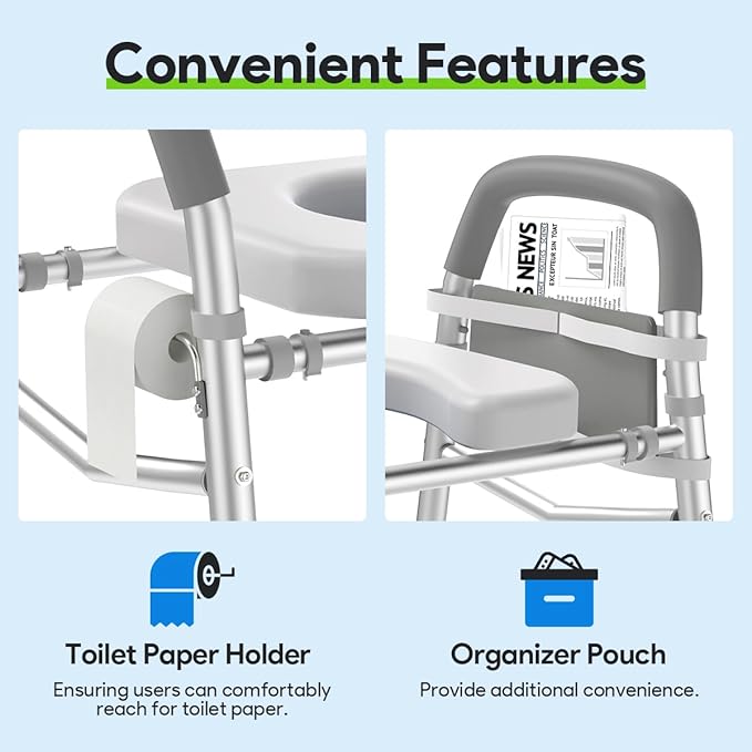 Raised Toilet Seat with Handles, Heavy Duty 400lb Medical Safety Frame, Bathroom Assist Toilet Seat Raiser for Seniors, Handicap, Disabled