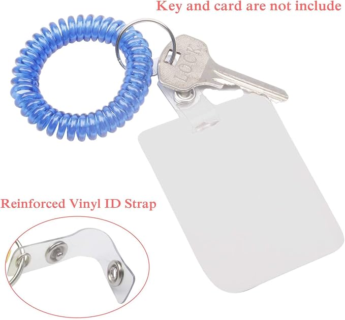BIHRTC Pack of 6 pcs Colorful Rainbow Gradual Change Colors Flexible Spiral | Coil Wristband for Work and Play Premium Elastic Bungee Badge Holder and Key Chain Ring by Specialist ID