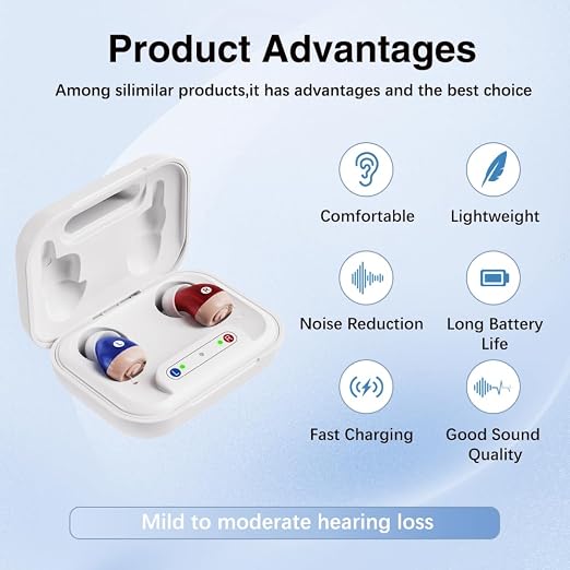 Hearing Aids Rechargeable Hearing Aids for Seniors, Up to 48 Hours of Battery Life, Clear Sound, Easy Volume Control, Automatic On/Off