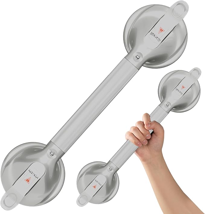 DAILYLIFE Grab Bars for Bathtubs and Showers, 21 inch Shower Handles for Elderly Suction, 300lbs Safety Shower Grab bar for Seniors and Elderly, Gray(1 Pack)