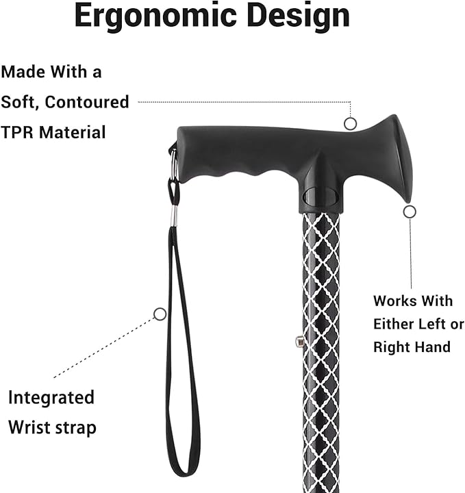 Walking Cane for Men and Women, Foldable Floral Lightweight Adjustable Portable for Folding Canes, Comfortable T-Handle for Seniors Adults