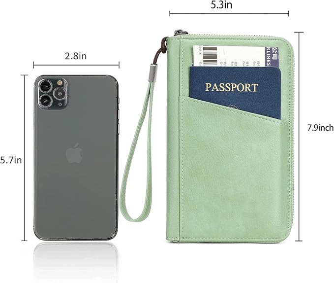 Family Passport Holder for Travel Women and Men Multiple RFID blocking Passport Holder MultiFunction Passport Wallet Passport Case Passport cover with Zipper