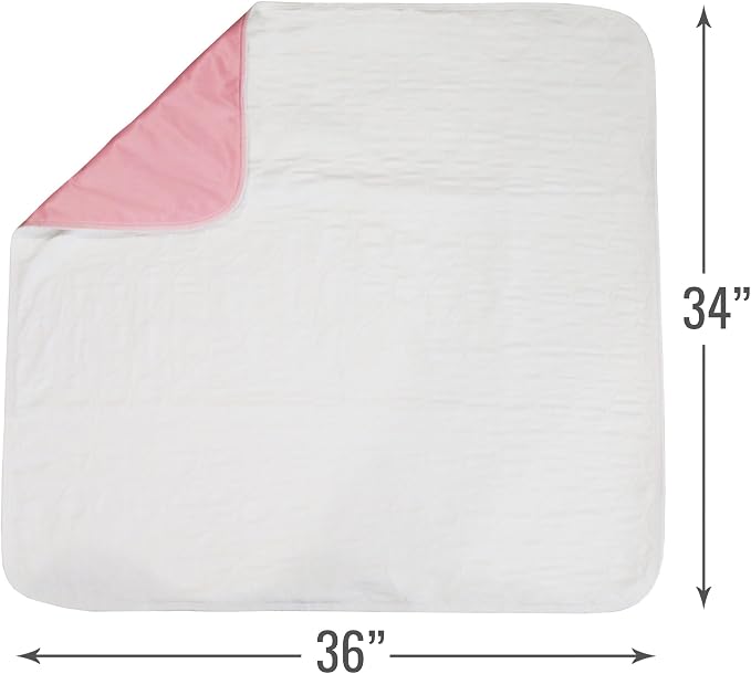 DMI Washable Underpads for Adults, Waterproof and Reusable Bed Pads for Juvenile Incontinence, Caregiving, Nursing, Hospitals, and Home Use, 34″x 36″, 4 Count (Pack of 1)