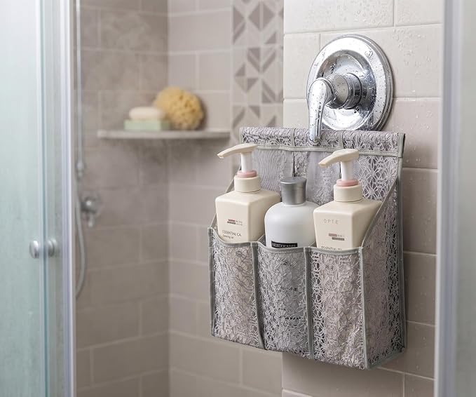 ALYER Hanging Mesh Shower Caddy,Bathroom Toiletry Organizer,Gray