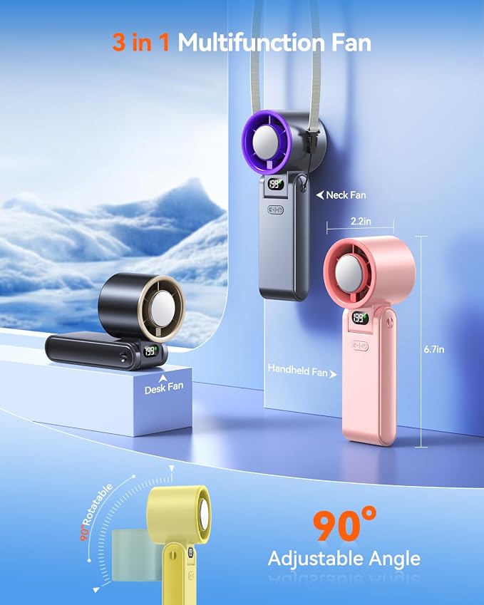 Portable Handheld Fan with Ice Cooler, 199 Speed Personal Fan,5500mAh Rechargeable,20H Cooling Time,20000 RPM Powerful Motor, Summer Essential for Travel/Outdoor/Office, Yellow