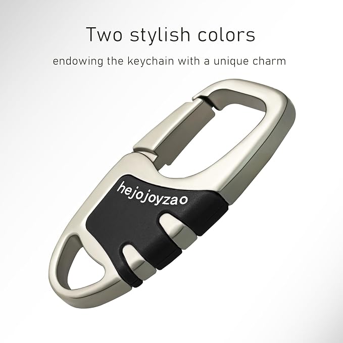 Keychain Carabiner Clip,Heavy Duty Belt Loop Car Key Ring Holder | Durable metal build, mens EDC accessory, 4 key rings, secure locking D-ring, fits belt loops, holds home, car key fobs