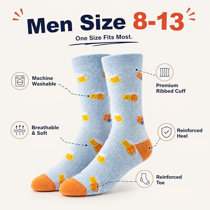 Funny Golf Gifts Socks for Men, Golf Accessories, Size 8-13 Gift Box & Card | Golf gifts for men, soft breathable crew socks, funny gift idea for birthdays, holidays, coworkers, husbands, or golf lovers