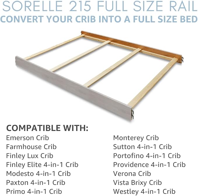 Sorelle Furniture Toddler Rails and Full-Size Bed Adult Rails, Sorelle Wood Bed Rail & Crib Conversion Kit, Converts Sorelle Furniture Crib to Toddler Bed and Full-Size Bed, # 215 - Brushed Ivory
