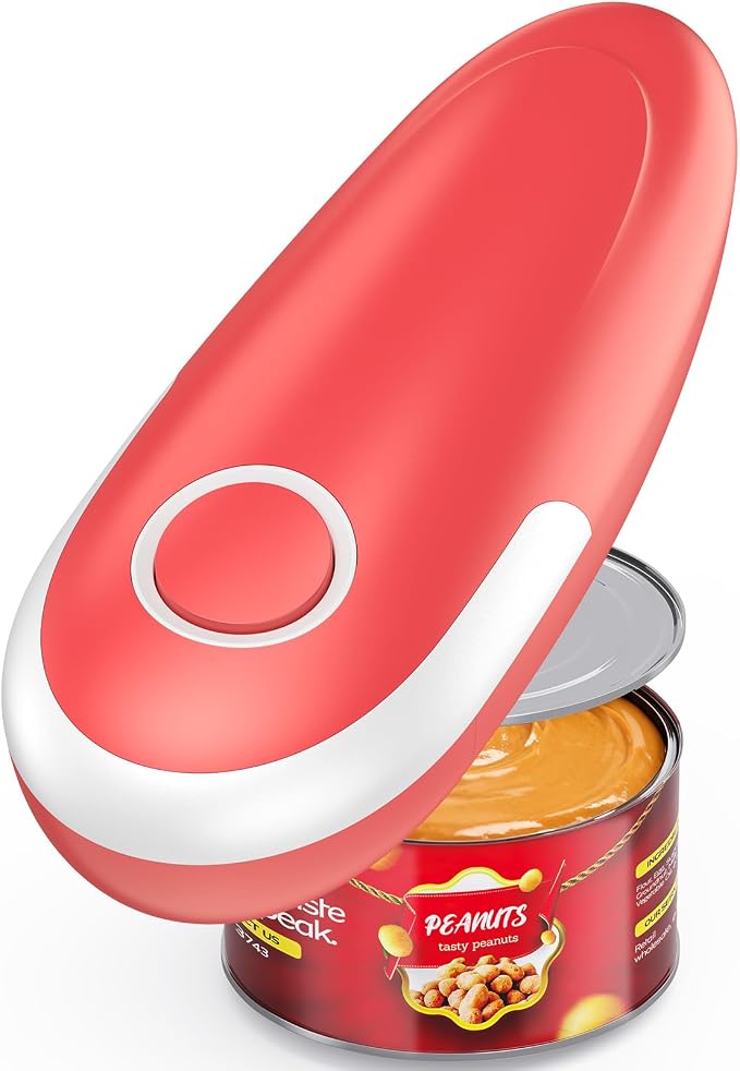 Electric Can Opener, One Touch Battery Operated Automatic Can Opener with Smooth Edge, Hands Free Can Opener for Seniors with Arthritis and Weak Hands, Can Opener Fits All Can Sizes for Kitchen