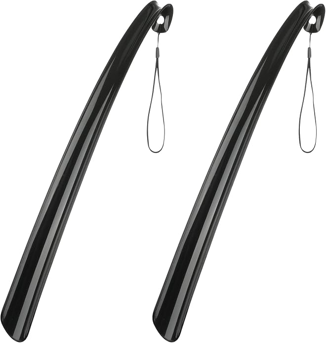 Shoe Horn Long Handle Super Strong Plastic/Genuine Wood with Lanyard,Shoehorn Fit for Men,Women,Seniors,Kids