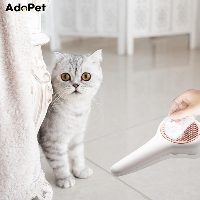 Self-Cleaning Pet Grooming Brush – Smooth Grooming Brush for Dogs and Cats, Easy Hair Removal with the Push of a Button, Gentle Shedding Remover for Small Pets (Cat Paw)
