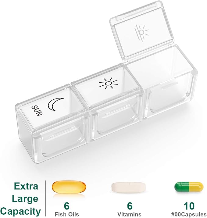 BUG HULL Weekly Pill Organizer 3X a Day, Daily 7 Day Medicine Pill Organizer 3 Times a Day, Travel Pill Case Container for Vitamins, Supplements