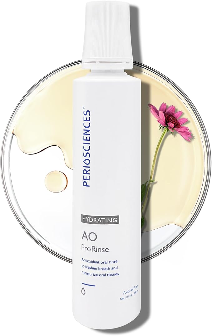 PerioSciences AO ProRinse Hydrating Oral Rinse with Antioxidants – Moisturizing Mouth Rinse for Gum Health & Oral Care – Fluoride-Free Mouthwash for Dry Mouth Sensations (10 Fl Oz / 300ml)