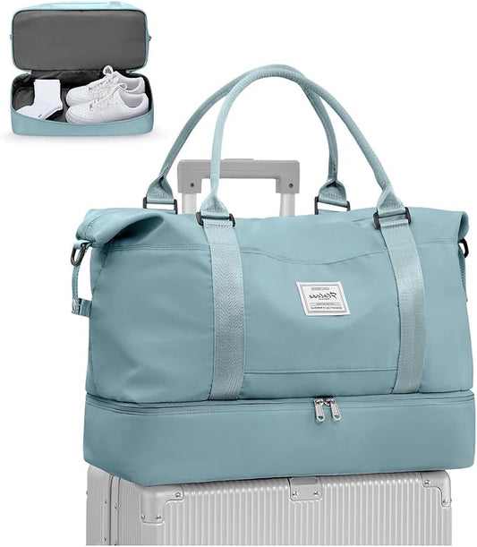 Travel Duffel Bag, Sports Tote Gym Bag, Shoulder Weekender Overnight Bag for Women