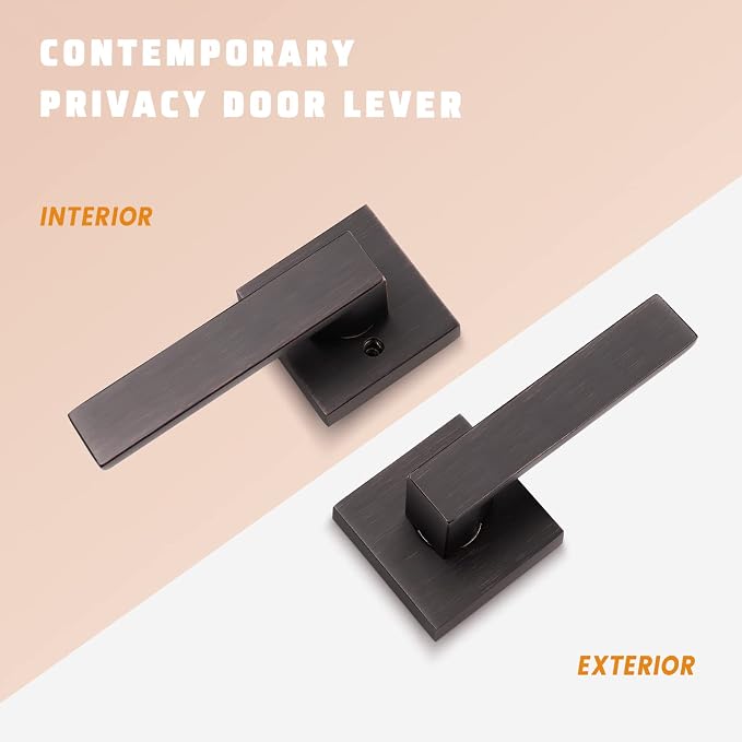 KNOBWELL Premium Oil Rubbed Bronze Closet Door Handles Passage Function Heavy Duty Lever, Door Handle for Left or Right Handing, Interior Door Lever 2 Pack 2.07 lb One Lever