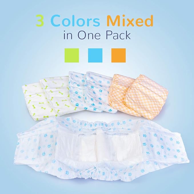 Pet Soft Disposable Male Dog Wraps - Dog Diapers for Male Dogs, Puppy Diapers 72pcs Small