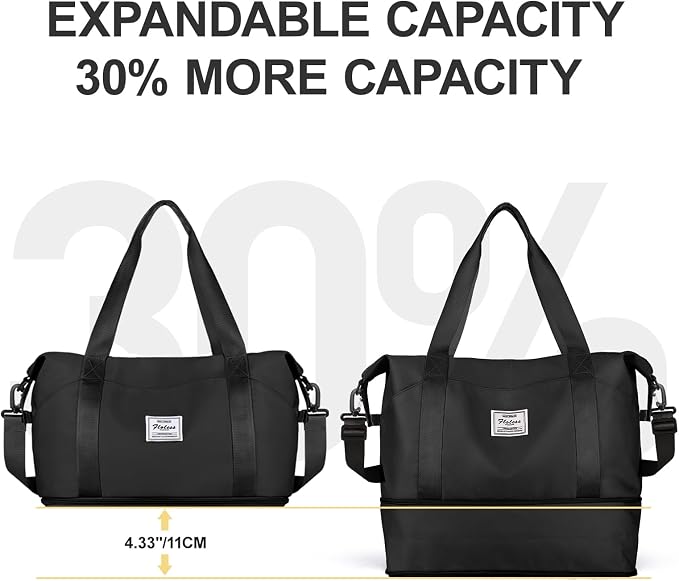 Travel Duffel Bag, Sports Tote Gym Bag, Shoulder Weekender Overnight Bag for Women