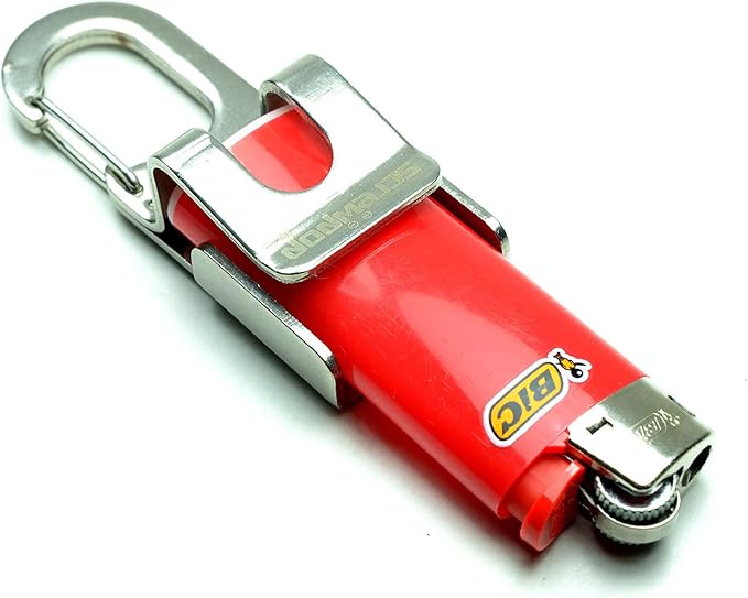 Screwpop Bic Standard Full-Size Lighter Holder Keychain Multi Tool with Carabiner Clip and Bottle Opener Stainless Steel Construction (Lighter Not Included)