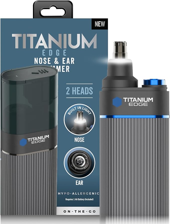 Microtouch Titanium Edge Ear & Nose Trimmer | Titanium-coated ear & nose trimmer with dual blades, built-in light, and water-resistant travel-friendly design