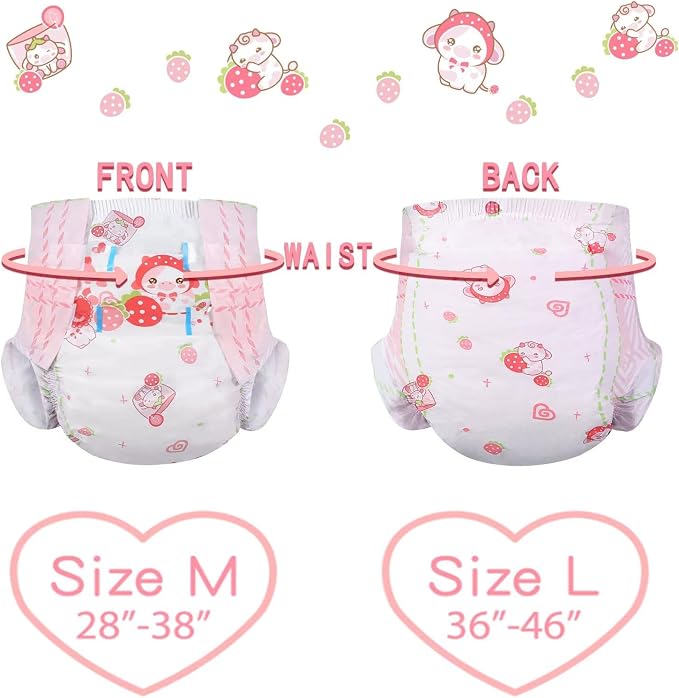 Landofgenie Adult Diaper Printed Diaper with Tabs 10 Pack (Medium 28"-38") | 5000 mL Absorbency, Side Leak-Proof Barriers, Elastic Cuffs & Waistband, Adjustable Tabs