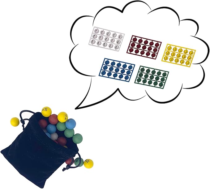 JUNWRROW Deluxe Bingo Set -Includes Antique Gold Metal Rotary Cage with Storage Bag,100 Mixed Cards, 600 Colorful Chips,75 Calling Balls,Master Board&2 Velvet Bag for Parties, Classroom, Large Groups
