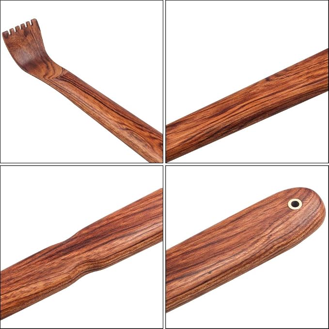 Tomorotec Wooden Back Scratcher 17 Inch Long Handle for Men Women Yellow | Thicken Extended Rosewood Handcrafted Itch Relief Body Massager for Elderly Seniors Dad Mom Christmas Stocking Stuffer