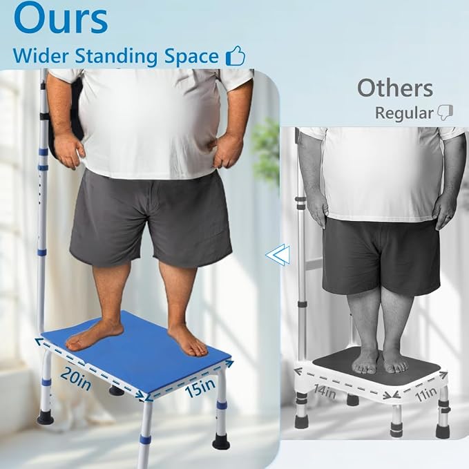 Plus Size Stepping Stool for Adults, Extra Wide Bed Step Stool with Handle | Plus Size Step Stool, SUV, Truck, Car Step Stools for Elderly, Carbon Steel Handle, 500 lbs Weight Capacity