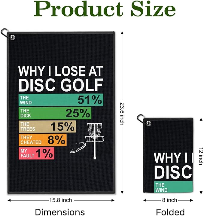 Why I Lose At Disc Golf Towel with Clip, Funny Golf Bag Accessories for Men, Golfing Towel for Women Men, Birthday Retirement Gifts for Golfer Player, Disc Golfing Gifts for Daddy Mom Grandpa