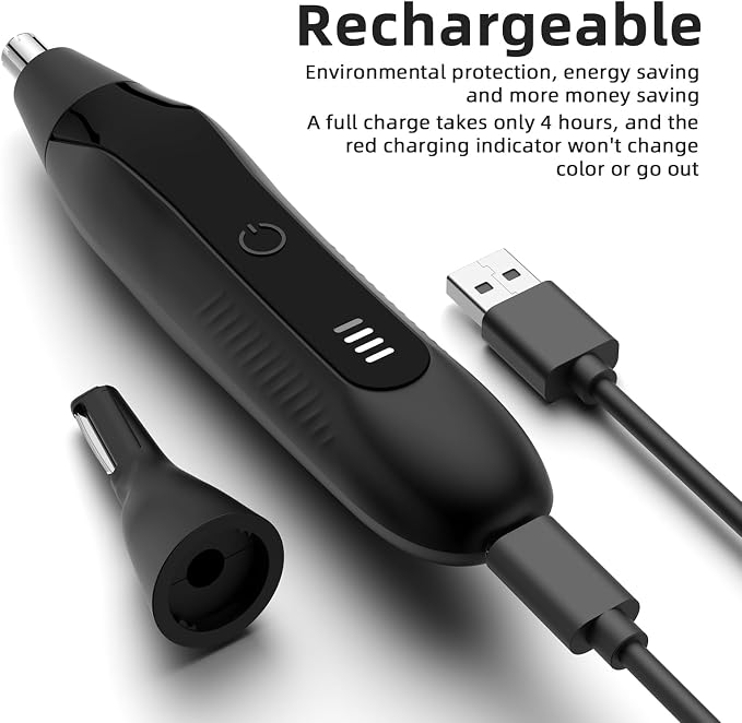 Nose Hair Trimmers for Men,Rechargeable Eyebrow Trimmer 2 in 1 Painless Multifunctional Ear and Nose Hair Trimmer with Dual Edge Blades Portable Design Z02