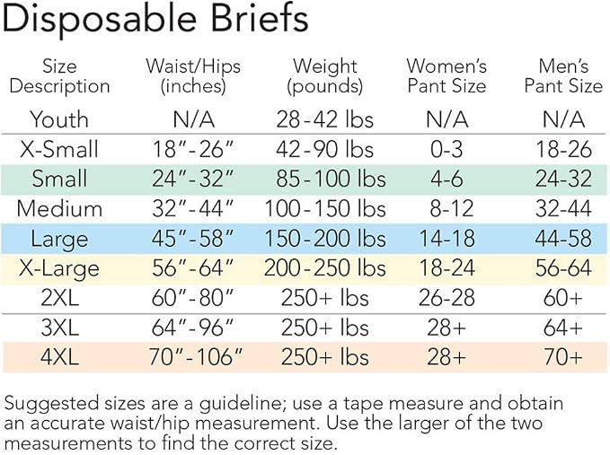 Tranquility Premium ATN Disposable Briefs with Tabs, Overnight Protection Superabsorbent Core for Leak-Free and Full-Fit Comfort, Medium 48ct Case
