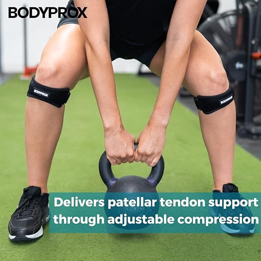 Bodyprox Patella Tendon Knee Strap 2 Pack, Knee Pain Relief Support Brace | Hiking, Soccer, Basketball, Running, Jumpers Knee, Tennis, Tendonitis, Volleyball & Squats