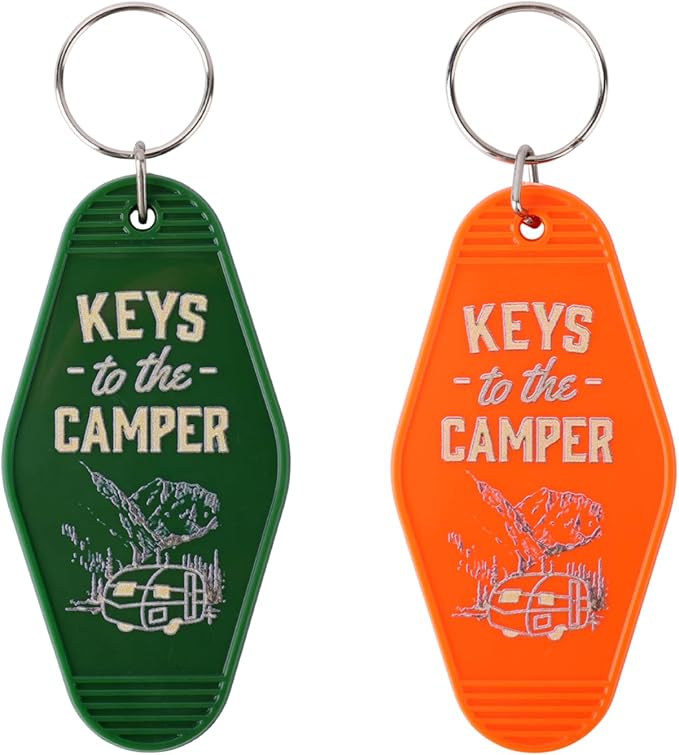 Mikovivi 2pcs Camping Keychain, Plastic Camper Keychain Holder RV Accessories for Men & Women, Thoughtful Gifts