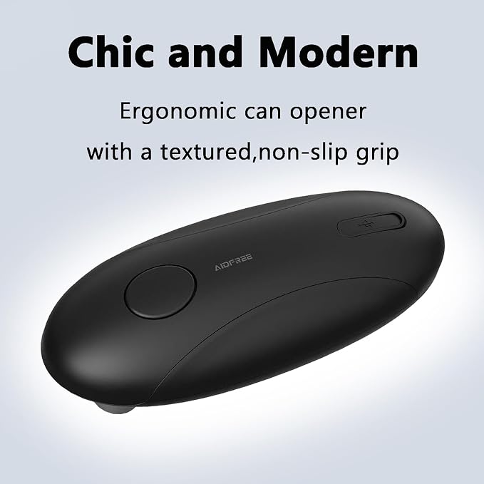 Automatic Electric Can Opener for Seniors for Kitchen:Anyone can Hands Free,One Touch Opener,Durable Blades,Rechargeable, Smooth Edge, Lightweight Small Size, Black (Black)